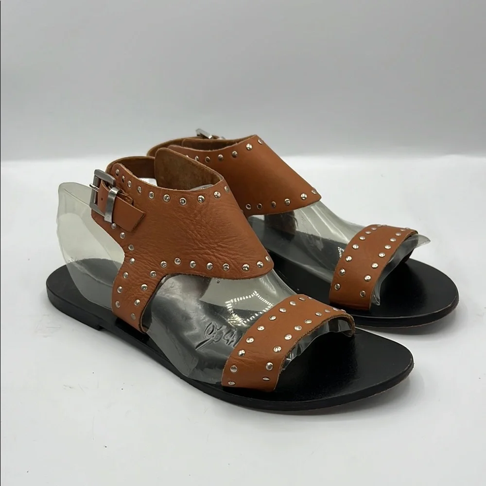 Sol Sana‎ Sz 7 Brown Silver Studded Sandals Boho
